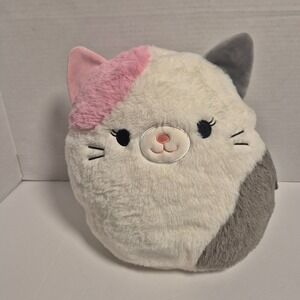 Squishmallows Fuzz-A-Mallows Karina Cat Plush 12" White Pink Grey NWT